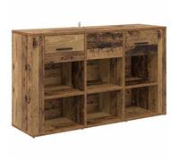 Buffet en bois d'ingénierie - vidaXL - Bois Ancien - 100x30x59,5 cm - Tiroirs spacieux - Poignées noires mates