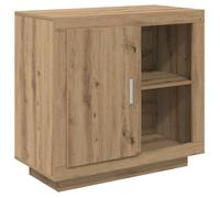 Buffet en bois d'ingénierie - vidaXL - Chêne artisanal - 40x80x75 cm - Portes à fil - Poignées à barre