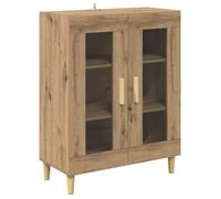 Buffet en bois d'ingénierie - vidaXL - Chêne artisanal - 69,5x34x90 cm - Portes en verre transparent