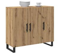 Buffet en bois d'ingénierie - vidaXL - Chêne artisanal - 90x34x80 cm - 3 portes - Assemblage requis - Style rustique