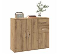 Buffet en bois d'ingénierie - vidaXL - Chêne artisanal - 91x29,5x75 cm - 3 portes - 2 tiroirs - Assemblage requis