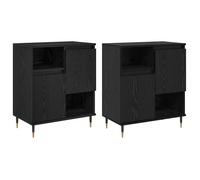 Buffet en bois d'ingénierie - vidaXL - Chêne noir - 120x35x70 cm - 4 portes - Étagères spacieuses - Assemblage requis