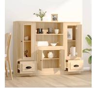 Buffet en bois d'ingénierie - vidaXL - Chêne sonoma - 132x35,5x103,5 cm - Lot de 3 - Grand espace de rangement
