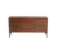 Buffet en bois foncé manguier massif et métal noir 3 portes L140 cm ONDA