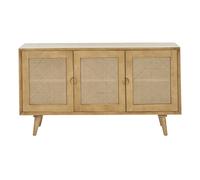 Buffet en bois manguier et cannage rotin 3 portes L145 cm LAKA