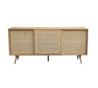 Buffet en bois manguier massif et cannage rotin 3 portes coulissantes L180 cm ACANGE