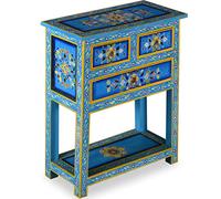 Buffet en Bois Massif de Manguier avec 3 Tiroirs et 1 Étagère, Peinture | Meuble salon, finition laquée, poignées distinctives, style rétro, déjà assemblé, rangement à portée de main