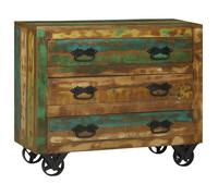 Buffet en bois massif récupéré - vidaXL - 80x30x65 cm - Marron - 3 tiroirs - Finition vieillie