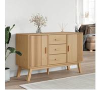 Buffet en bois massif - vidaXL - 114x43x73 5 cm - Bois de pin massif - 3 tiroirs - 2 compartiments - Finition à la cire