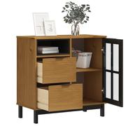 Buffet en bois massif - vidaXL - 80x40x80 cm - Bois de pin - Porte vitrée - 2 tiroirs - Compartiment ouvert