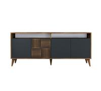 Buffet en bois ""Milan"" - 180 x 35 x 78 cm - Noyer Anthracite