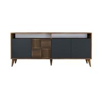 Buffet en bois "Milan" - 180 x 35 x 78 cm - Noyer Anthracite