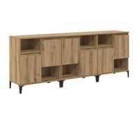 Buffet en bois moderne - vidaXL - Finition Chêne Noir - 60x35x70 cm - Contreplaqué - Lot de 3 - 6 portes
