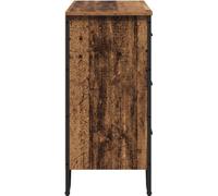 Buffet en bois robuste – Marron – 6 compartiments – 2 portes coulissantes – Dimensions compactes : 35,5 x 74,5 cm