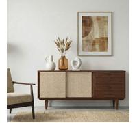 Buffet en bois SIMONA L 175 cm coloris châtaignier avec 4 Tiroirs 2 Portes Coulissantes, pour Salon ou Salle à manger