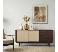 Buffet en bois SIMONA L 175 cm coloris noyer avec 4 Tiroirs 2 Portes Coulissantes, pour Salon ou Salle à manger
