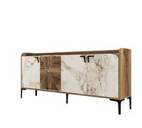 Buffet en bois "Venedik" - 180 x 35 x 78 cm - Blanc marbré