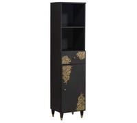 Buffet en manguier noir VIDAXL 38x33x160 cm, armoire salle de bain avec tiroir et poignées laiton
