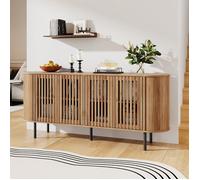Buffet en MDF 160x40x70cm avec 4 portes coulissantes perforées,avec étagères réglables,pieds métal robustes,armoire Buffet de salon