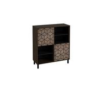 Buffet en melamine coloris marron / noir - Longueur 113 x profondeur 40 x hauteur 101 cm --