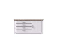 Buffet en pin massif blanc et chêne nelson - L.160 x H.83 x P.45 cm --