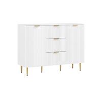 Buffet enfilade 2 portes 2 étagères 3 tiroirs - dim. 120 x 40 x 90 cm - métal doré blanc