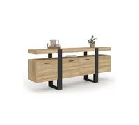 Buffet enfilade 200 cm PHOENIX XXL 4 portes avec niche bois et noir
