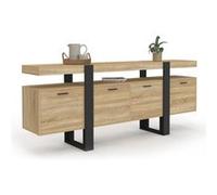IDMarket - Buffet Enfilade 200 cm Phoenix XXL 4 Portes avec Niche Bois et Noir