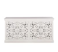 Buffet enfilade 4 portes en manguier massif sculpté blanc L180 180x90x40cm Blanc