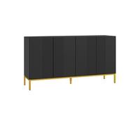 Buffet HOMCOM design contemporain graphique 2 placards porte étagères réglables en bois noir métal doré