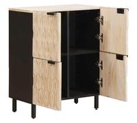 Buffet Finition de cire blanche 60 x 33 x 75 cm Bois de mangue massif | Bois de manguier massif, cire blanche, 60 x 33 x 75 cm, portes battantes, poignées en fer, salle à manger, salon