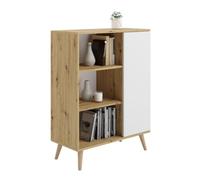 Buffet fondi - chêne artisan et blanc, piètement bois
