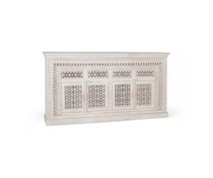 Buffet - Giner y Colomer - Bois de manguier - Blanc vieilli - 4 portes et tiroirs