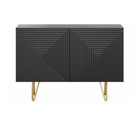 Buffet design gravé noir et métal doré 2 portes L107 cm OZEN