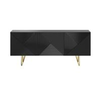 Buffet design gravé noir et métal doré 3 portes L160 cm OZEN