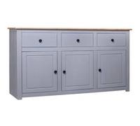 Buffet Gris 135x40x80 cm Pin solide Assortiment Panama Gris et couleur naturelle de bois G