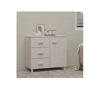 Buffet en bois HAMAR - VIDAXL - Blanc - 90x40x80 cm - 1 porte - 3 tiroirs - Bois massif de pin