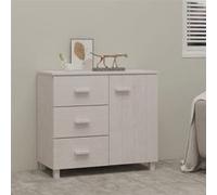 Buffet en bois HAMAR - VIDAXL - Blanc - 90x40x80 cm - 1 porte - 3 tiroirs - Bois massif de pin