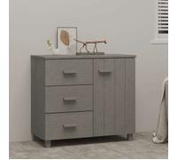 Buffet HAMAR - vidaXL - bois de pin massif - gris clair - avec poignées - 1 porte et 3 tiroirs - Commode Et Enfilade - 90 x 40 x 80