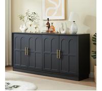 Buffet Haut 169 cm - Meuble de Rangement Salon Cuisine, Armoire Moderne avec Étagères Réglables et Portes - 169x40x80 cm - Noir