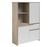 Buffet haut TIFFENE 2 portes 1 tiroir aspect bois clair façades blanches