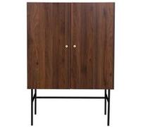 Buffet haut 2 portes 1 tiroir - Bois et métal - LODGE - L 90 x P 39,5 x H 130 Marron G