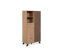 Buffet haut 2 portes 1 tiroir coloris chêne/anthracite Medan