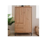 Calicosy Buffet Haut 2 Portes 2 Tiroirs et 2 Etagères Plock - en Panneaux de Particules - Décor Chêne Artisan - pour Salon, Salle à Manger - L81 x H139 x l40 cm