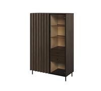 Buffet haut 2 portes 2 tiroirs bois foncé 92 cm - CARENNE