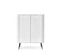 Buffet haut 2 portes 6 étagères pieds métal noir 105 cm - IRIS