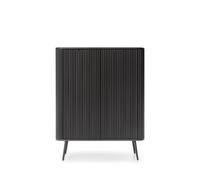 Buffet haut 2 portes 6 étagères pieds métal noir 105 cm - IRIS