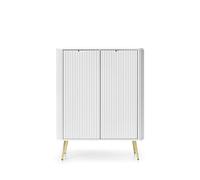 Buffet haut 2 portes 6 étagères pieds métal or 105 cm - IRIS