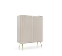 Buffet haut 2 portes 6 étagères pieds métal or 105 cm - IRIS