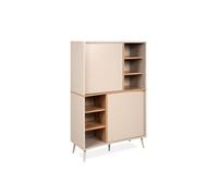 Buffet haut 2 portes 6 niches sable/effet bois Sinop